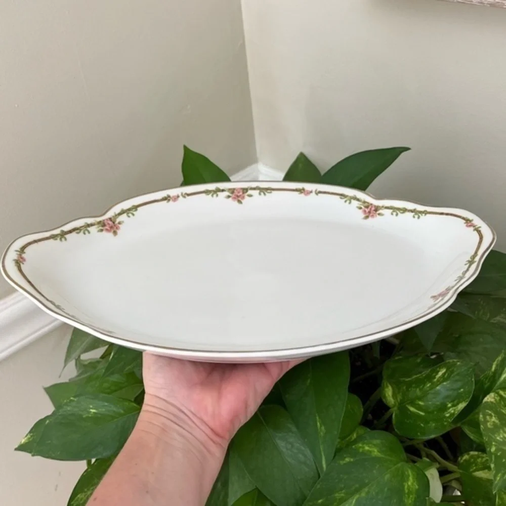 Vintage Theodore Havilland France Oval Platter Petite Rose Pattern